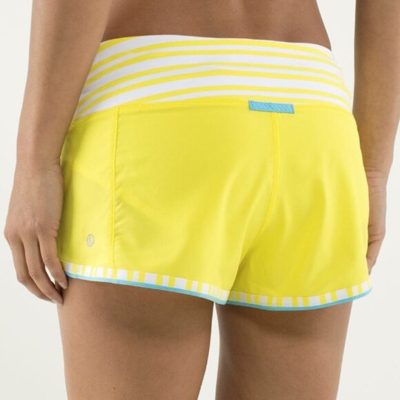 lululemon athletica Pants - Lululemon Run: Racer Short, Sizzle/Twin Stripe/White, size 4 NWT